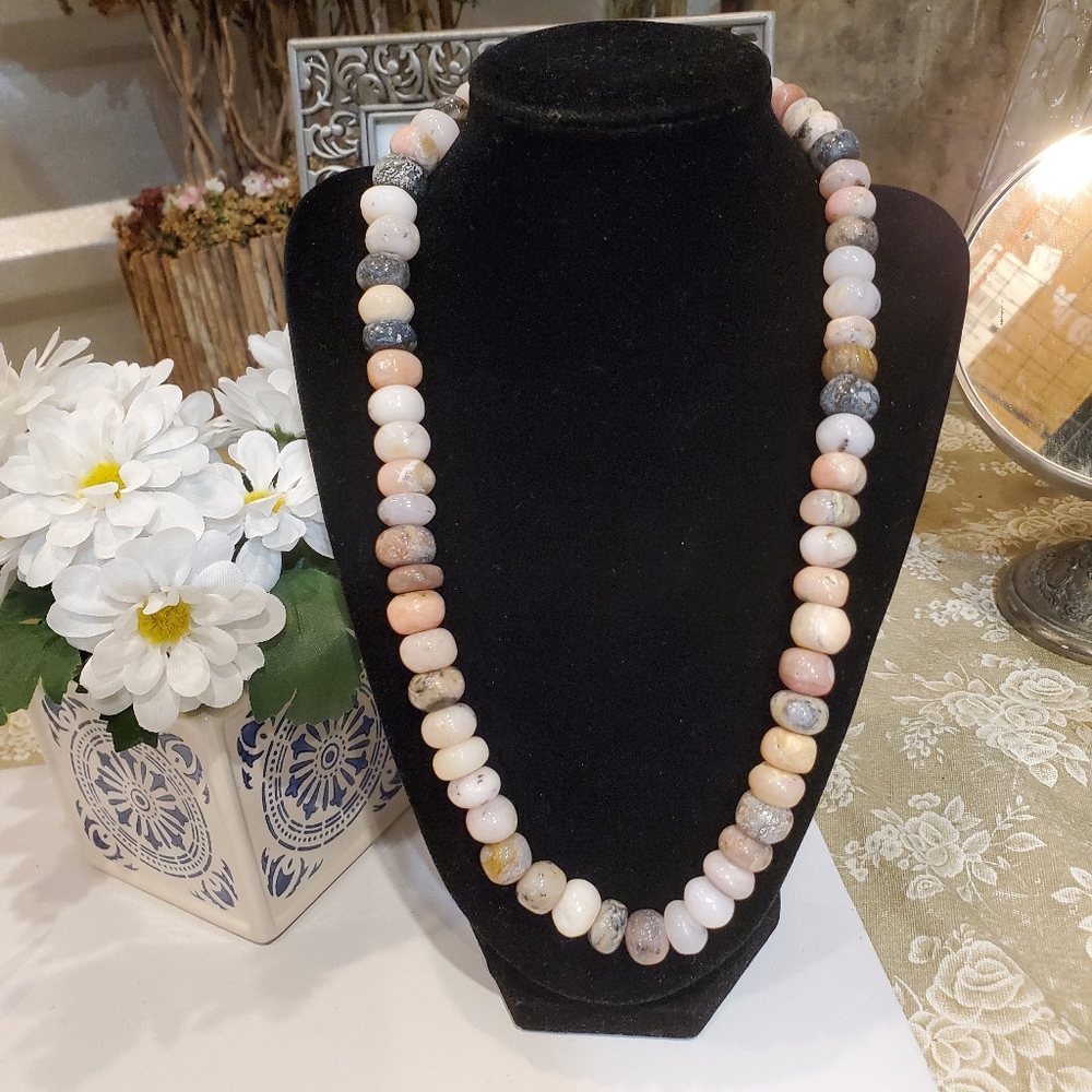 656cwt GENUINE AUSTRALIAN Opal necklace each pc 12-15mm. Gorgeous 20" - Picture 2 of 9